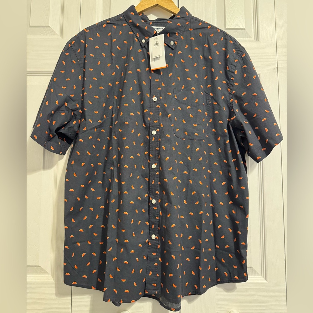Old Navy Black and Orange Casual Button Down Shirt